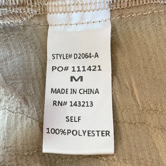 J. Roberts Tan Crinkle Popover Shirt Dress Sz Medium Minimalist Neutral Casual - Picture 10 of 11